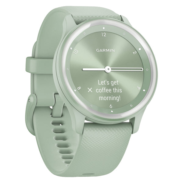 Garmin 010-02566-03 vivomove Sport Smartwatch with Silicone Band (Cool Mint Case, Silver Accents)