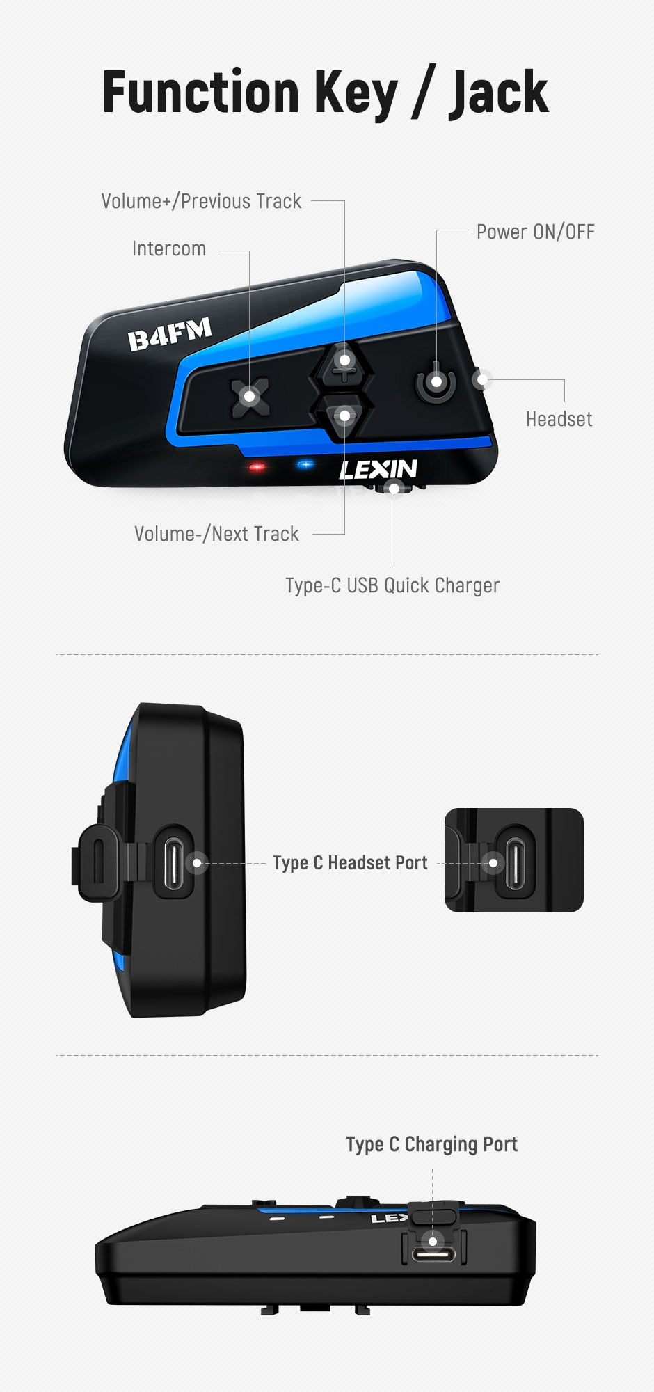 Bluetooth Lexin LX-B4FM-X Motorcycle Helmet Intercom