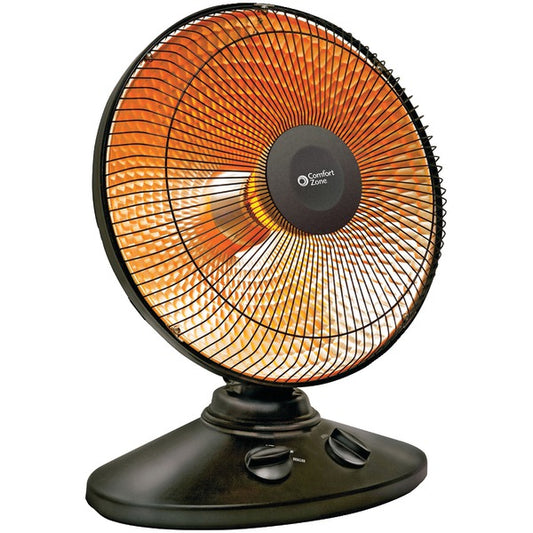 Comfort Zone CZ998 2-Speed 1,000-Watt-Max 14-In. Portable Oscillating Radiant-Dish Heater