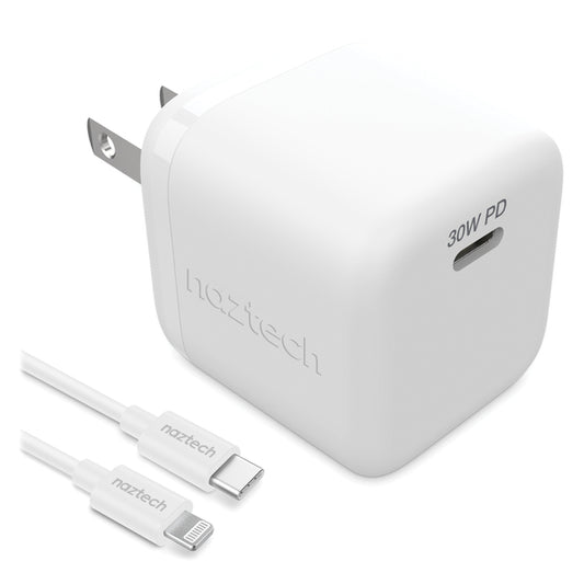 Naztech 15544 30-Watt Power Delivery Wall Charger with 6 ft. USB-C to MFI Lightning Cable, White