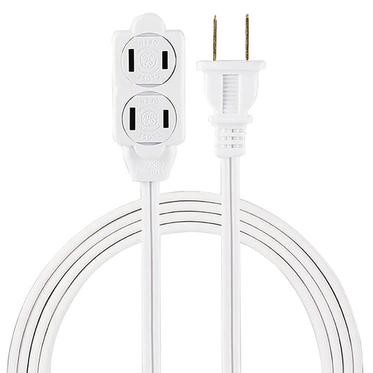 GE JASHEP51937 3-Outlet Polarized Indoor Extension Cord with Twist-to-Close Outlet Covers (6 Feet)