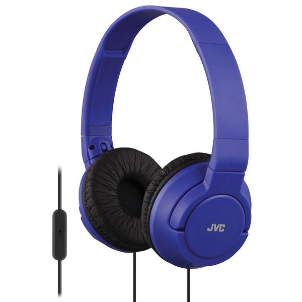 JVC HASR185A Wired On-Ear Headphones with Microphone and Remote (Blue)