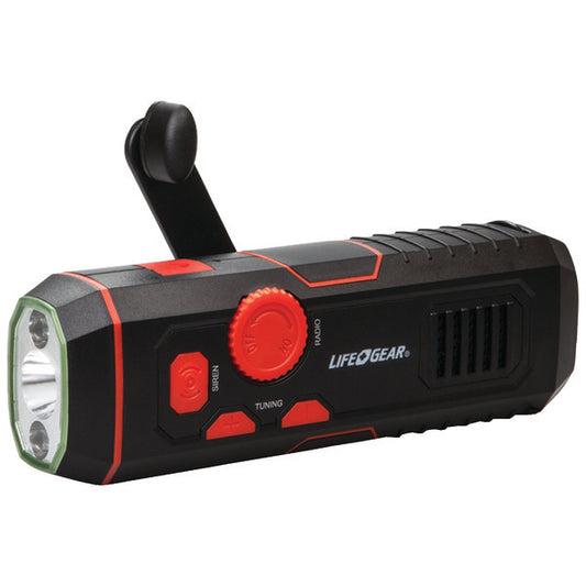 Life+Gear LG38-60675-RED 120-Lumen Stormproof USB Crank Flashlight & Radio