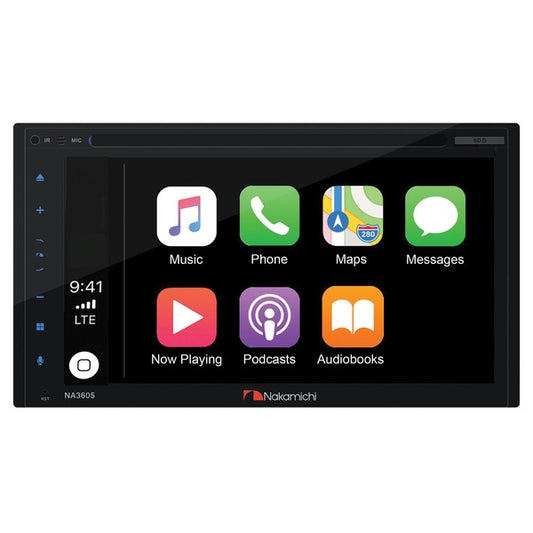 Nakamichi NM-NA3605 6.8-Inch WVGA Double-DIN In-Dash DVD Receiver with Apple CarPlay, Android Auto, and Bluetooth