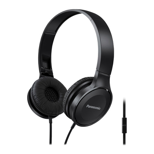 Panasonic RP-HF100M-K Lightweight On-Ear Headphones with Microphone (Black)
