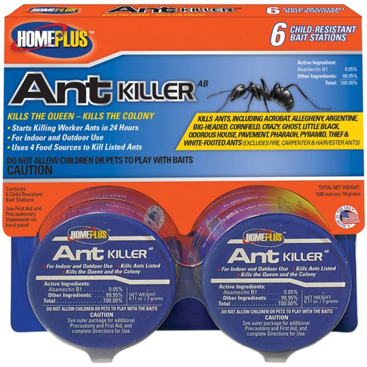 Home Plus AT-6ABMETAL Ant Killer Bait Stations with Abamectin B1, 6 Pack