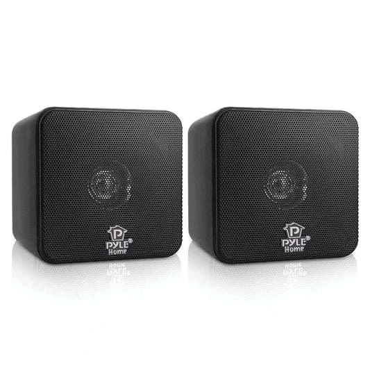 Pyle PCB4BK 4" 200-Watt Mini-Cube Bookshelf Speakers (Black)