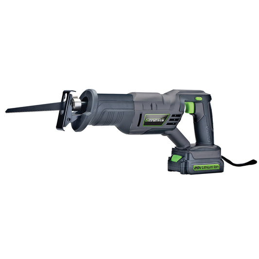 Genesis GLRS20A 20-Volt Li-Ion Variable-Speed Reciprocating Saw with Battery, Charger, and Blades