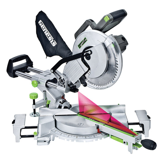 Genesis GMSDR1015LC 15-Amp 10-In. Sliding Compound Miter Saw with Laser and Blade