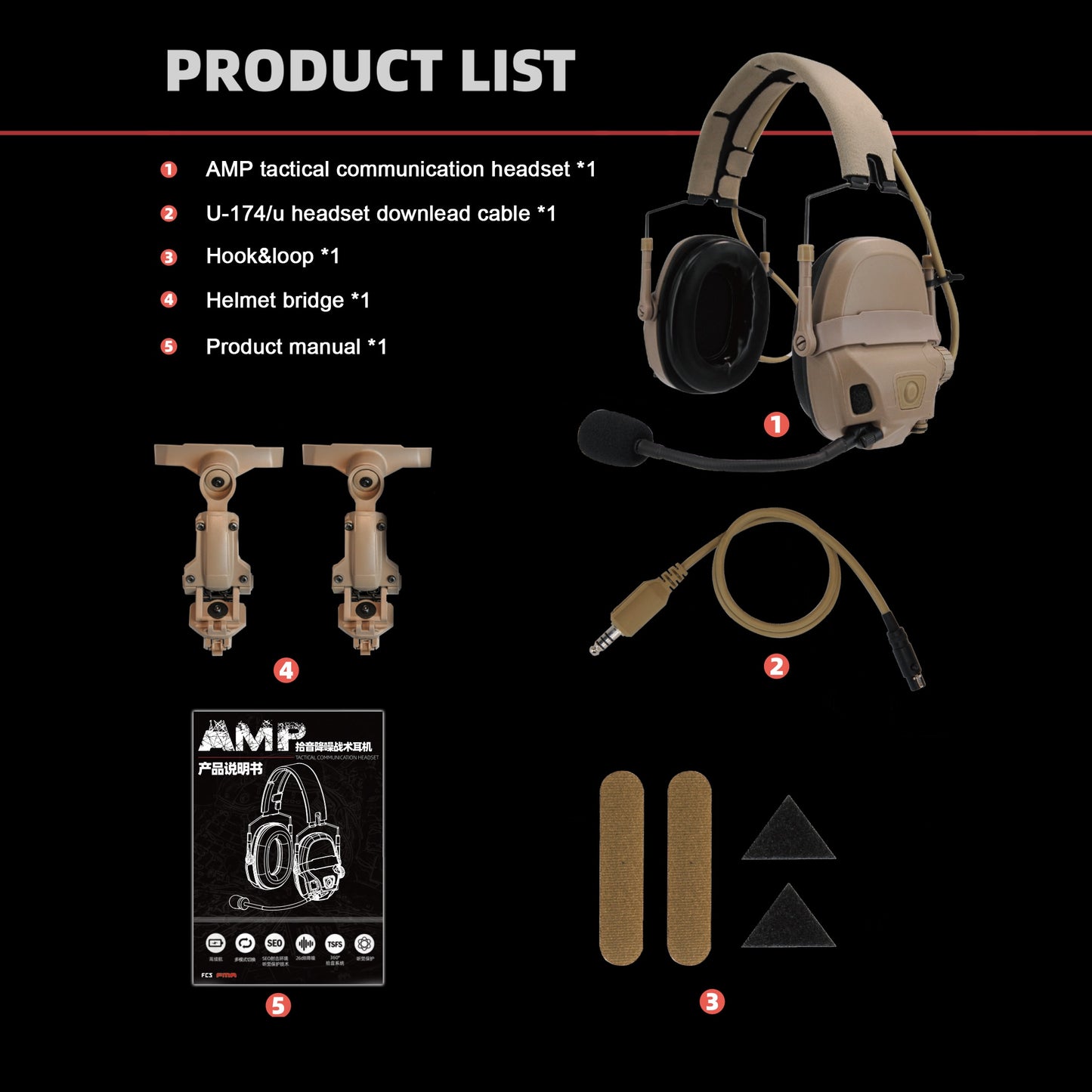 FCS-Tactical  AMP Noise Reduction Aviation  Headset