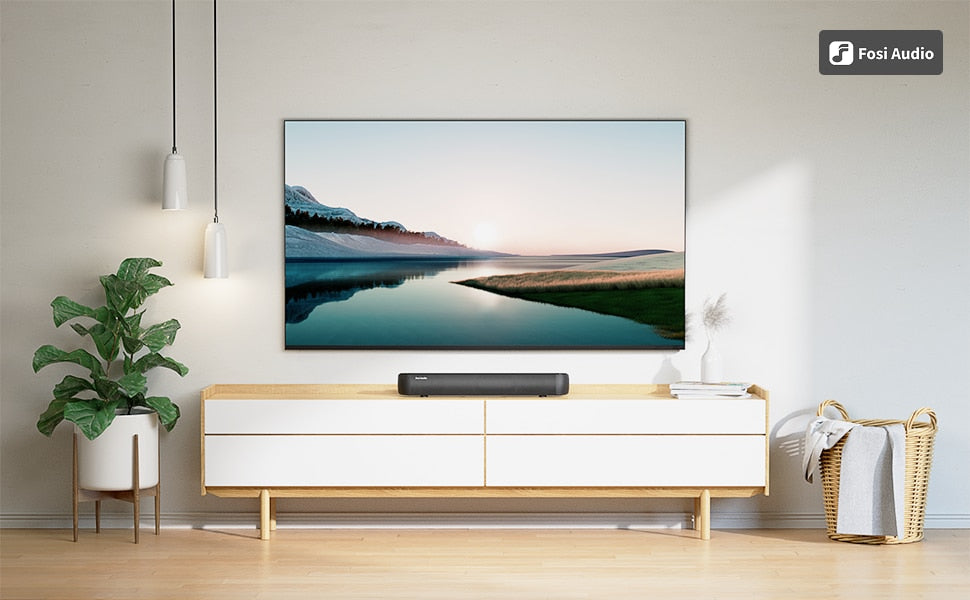 Fosi Built-in DSP Bass 18 inch  20W Bluetooth Sound Bar for TV with 5 EQ Modes and Adjustable via Remote Control